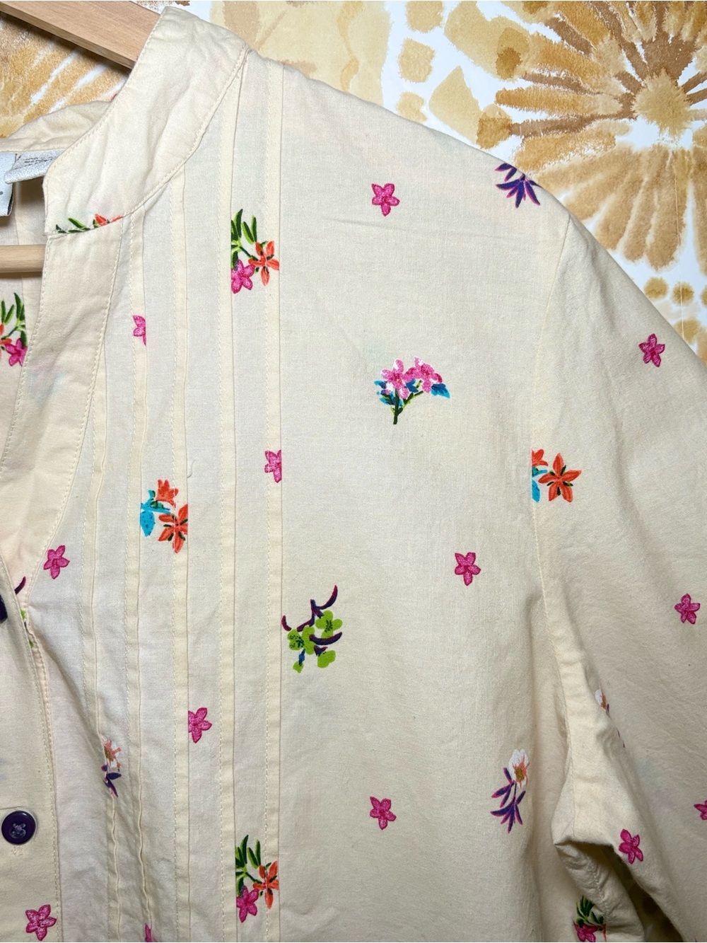 Vermont Country Store 100% Cotton Floral Blouse | Cottage Garden Button Top - Picture 8 of 11